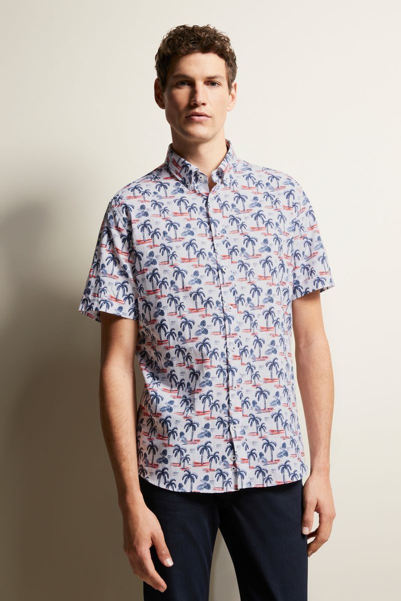 Kurzarmhemd mit Palmenmuster