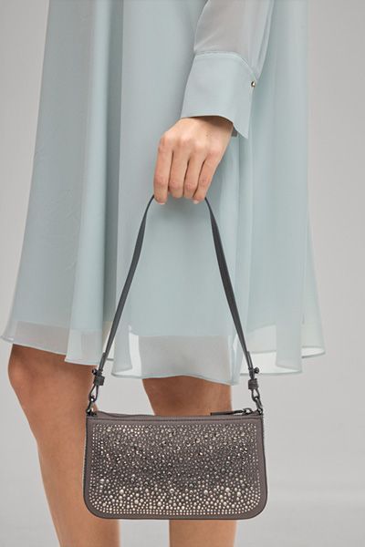 Joop! Gioiello Eunike Taupe Schultertasche mit Schmucksteinverzierungen