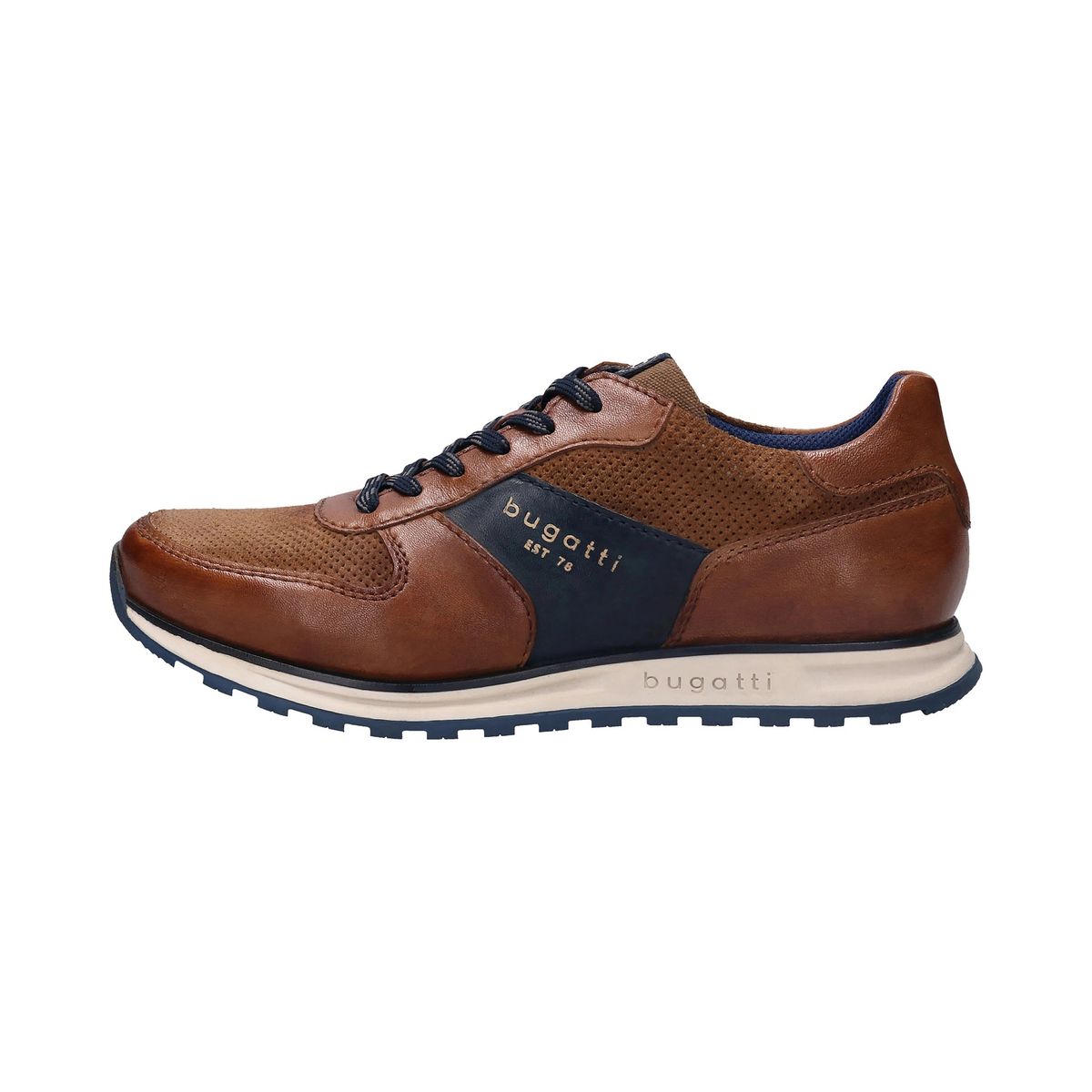 Cognac Leder Sneaker mit Kontrastsohle