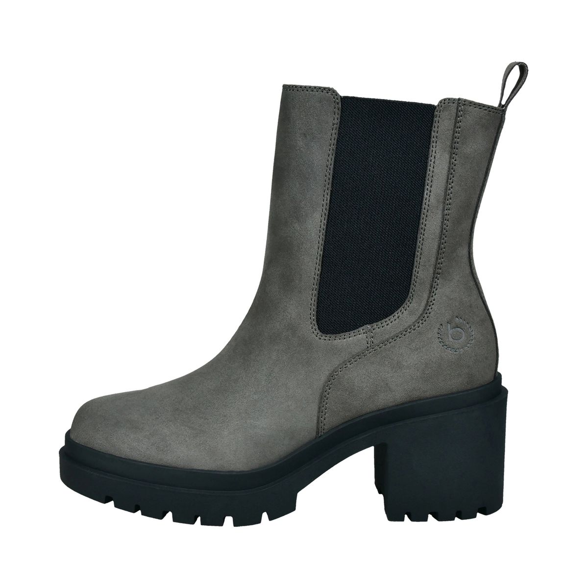 Graue Stiefeletten mit Blockabsatz