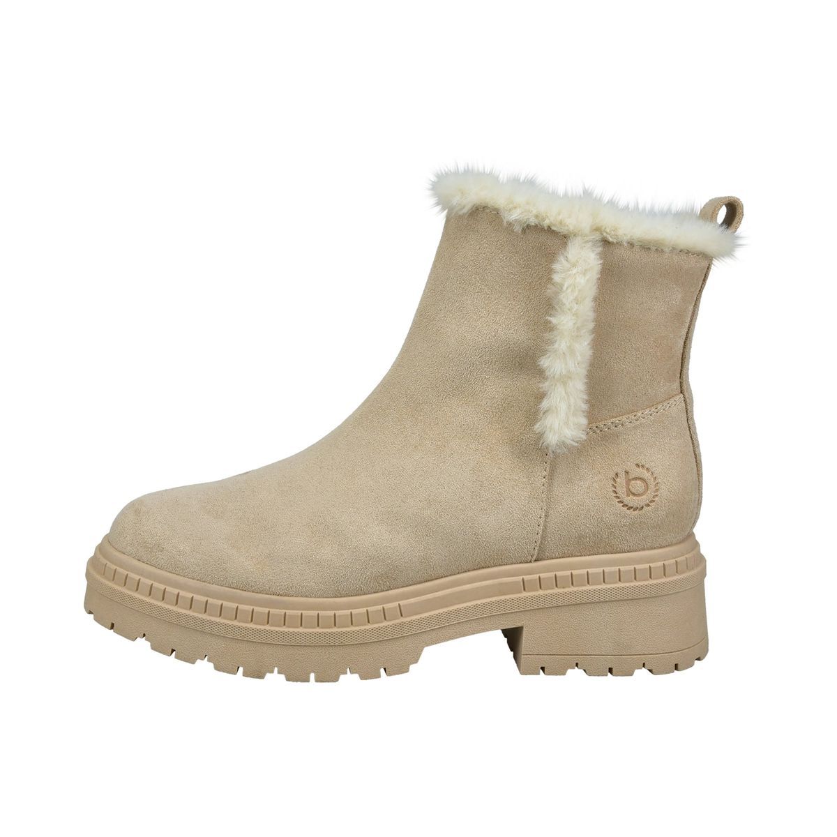 Stiefelette aus Wildlederimitat mit Kunstfellbesatz