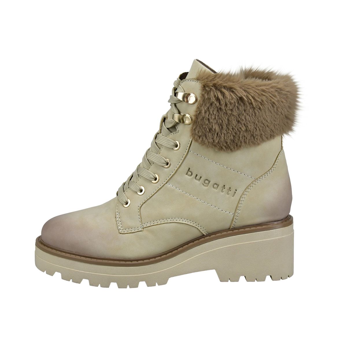 Schnürstiefel mit Kunstfellbesatz