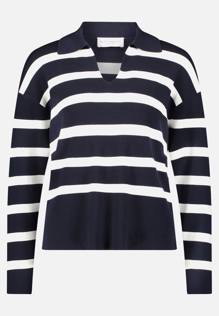 Gestreifter Strickpullover mit Polokragen