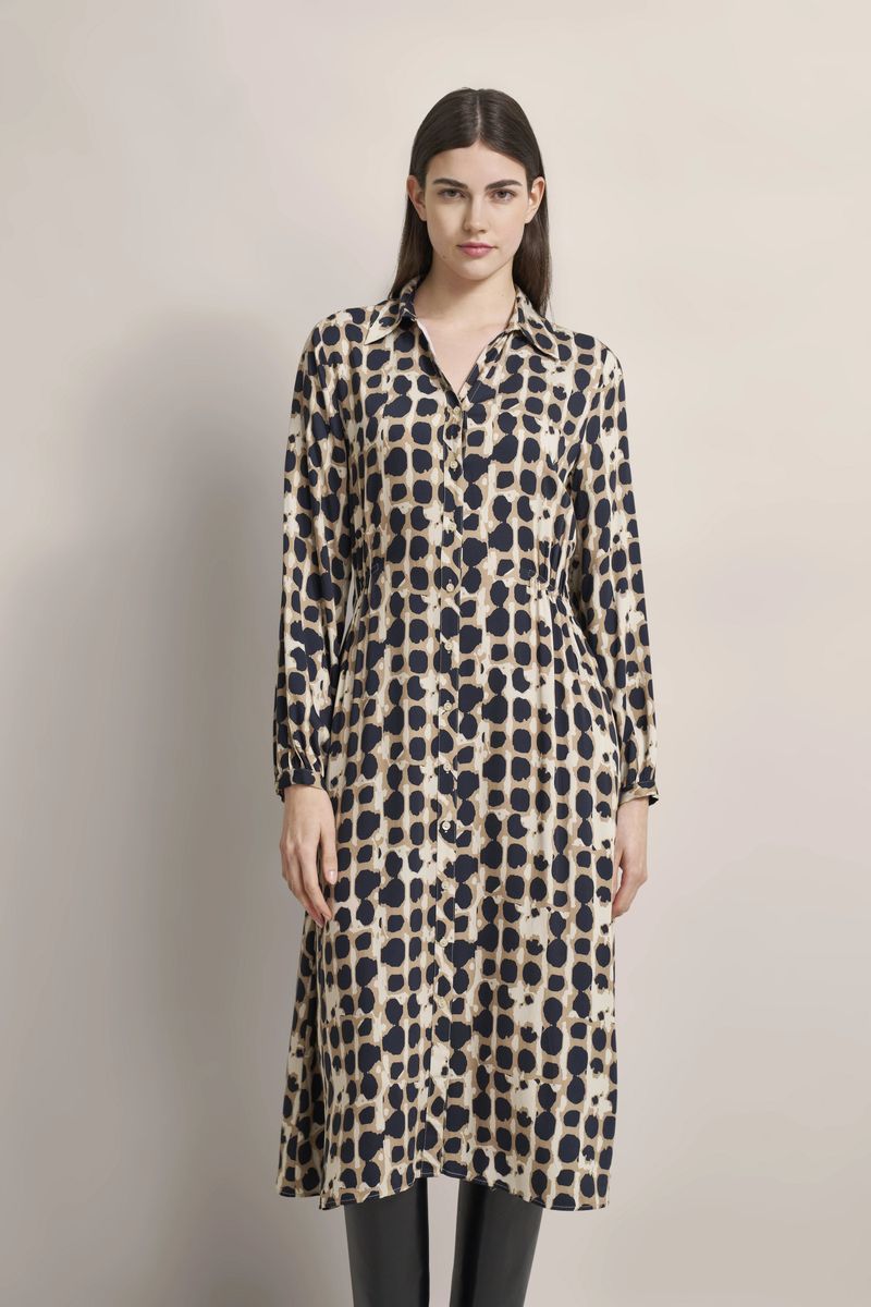 Viskose Hemdblusenkleid mit Bindeband in der Taille