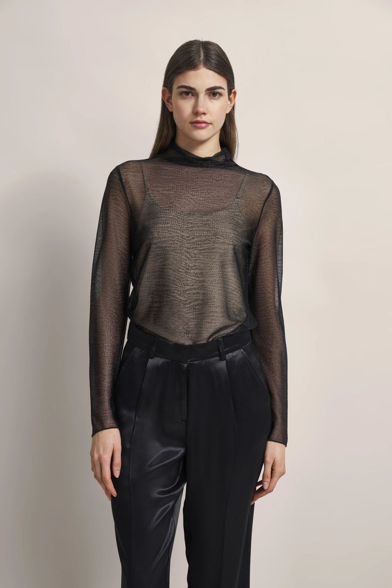 Elegantes, transparentes Langarmshirt mit Glanz