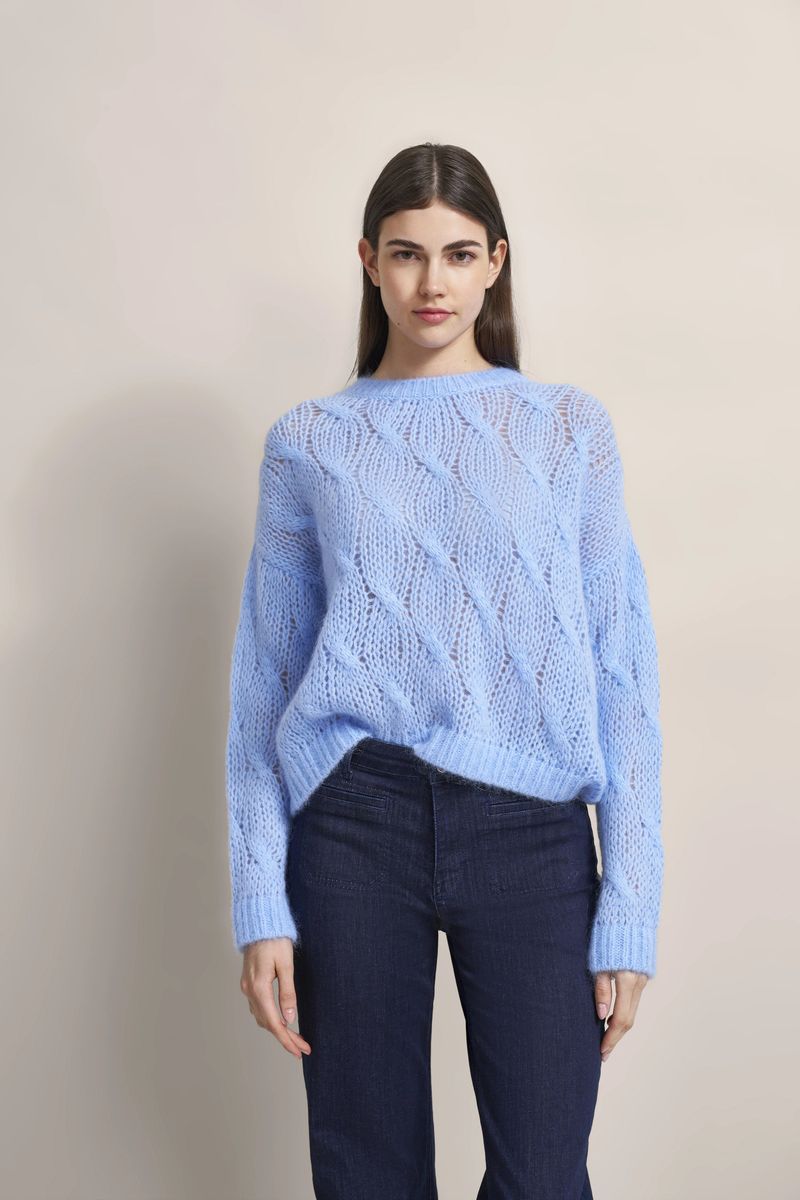 Zopfmuster Pullover mit Mohair-Mischung