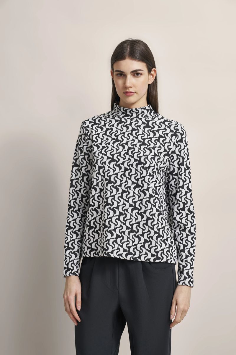 Langarmshirt mit abstraktem Turtleneck-Muster