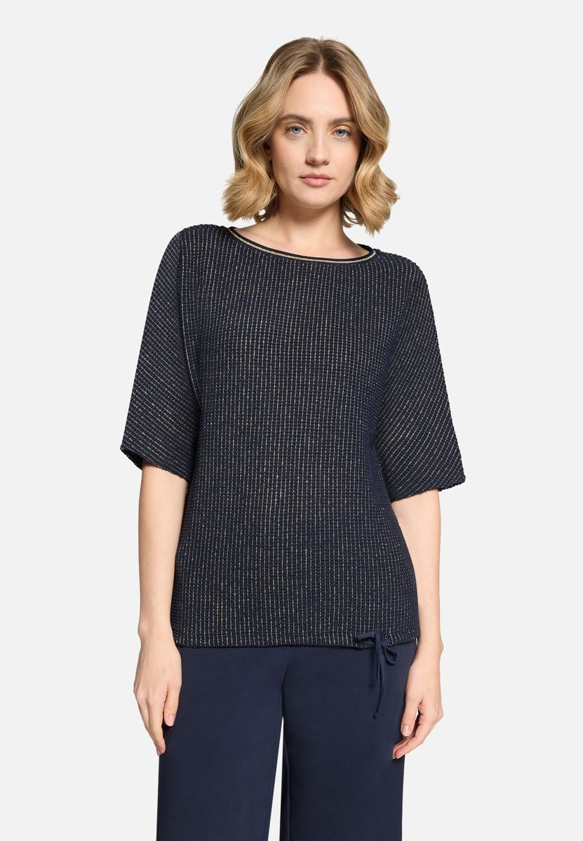 Strukturierter Metallic-Strickpullover
