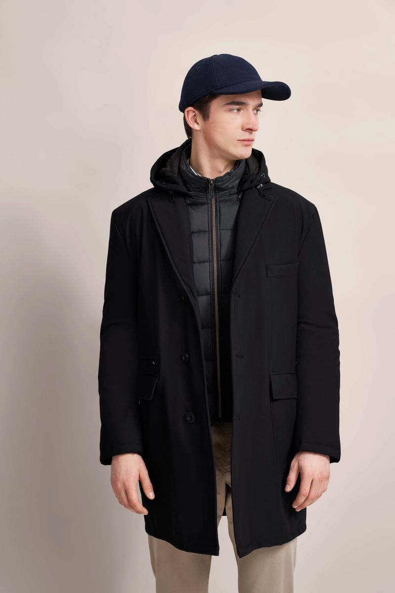 Klassischer schwarzer Reverskragen Mantel