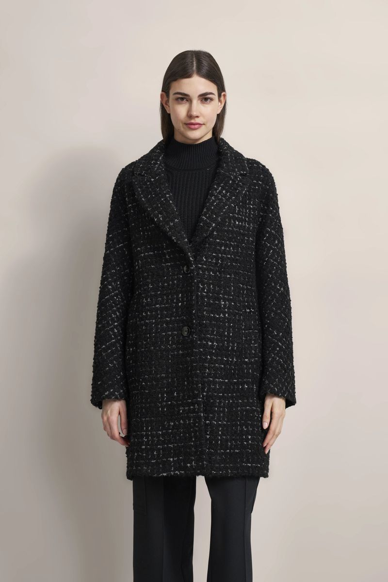 Eleganter Mantel aus texturiertem Wollmischgewebe