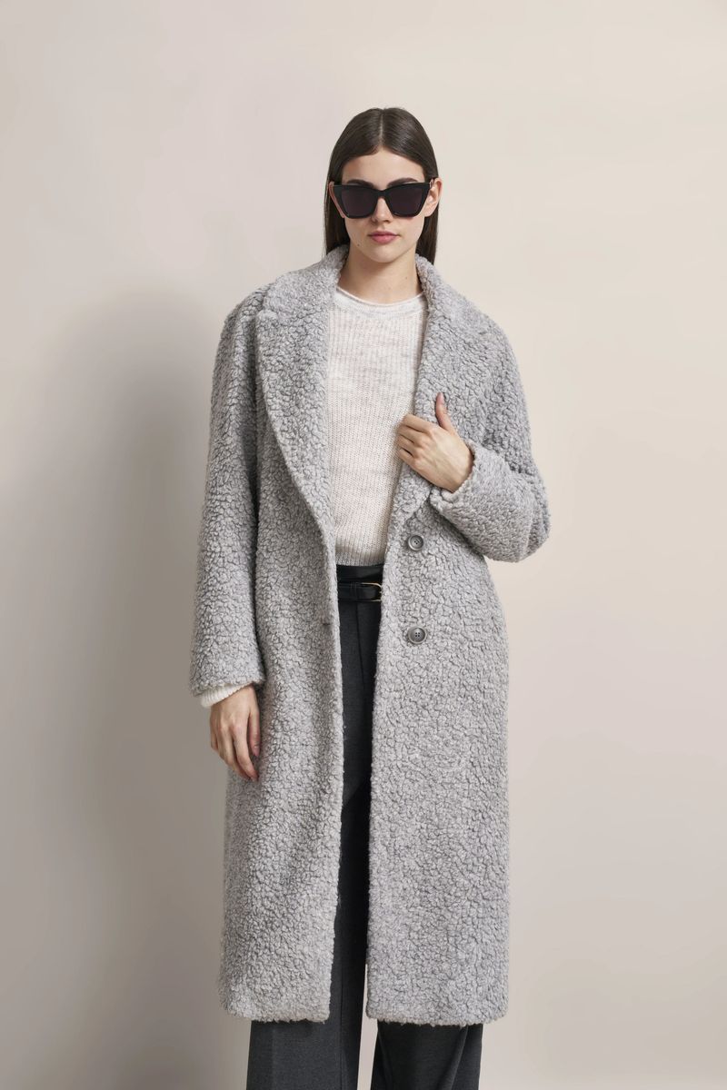 Oversized Bouclé Wollmantel