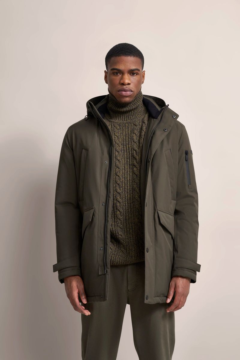 Olivgrüner wasserdichter Regenparka mit Kapuze