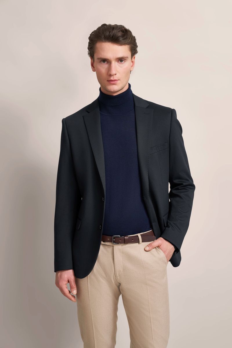 Marineblaues, modern geschnittenes Business-Sakko mit Textur