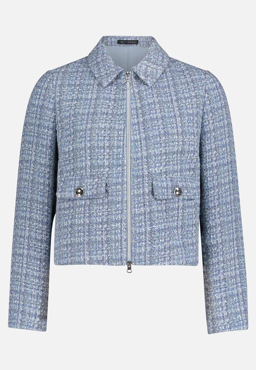 Tweed Jacke mit Reißverschluss und Taschen