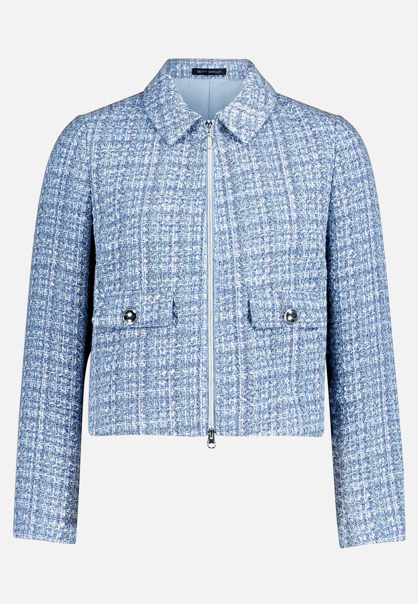 Tweed Jacke mit Reißverschluss und Taschen
