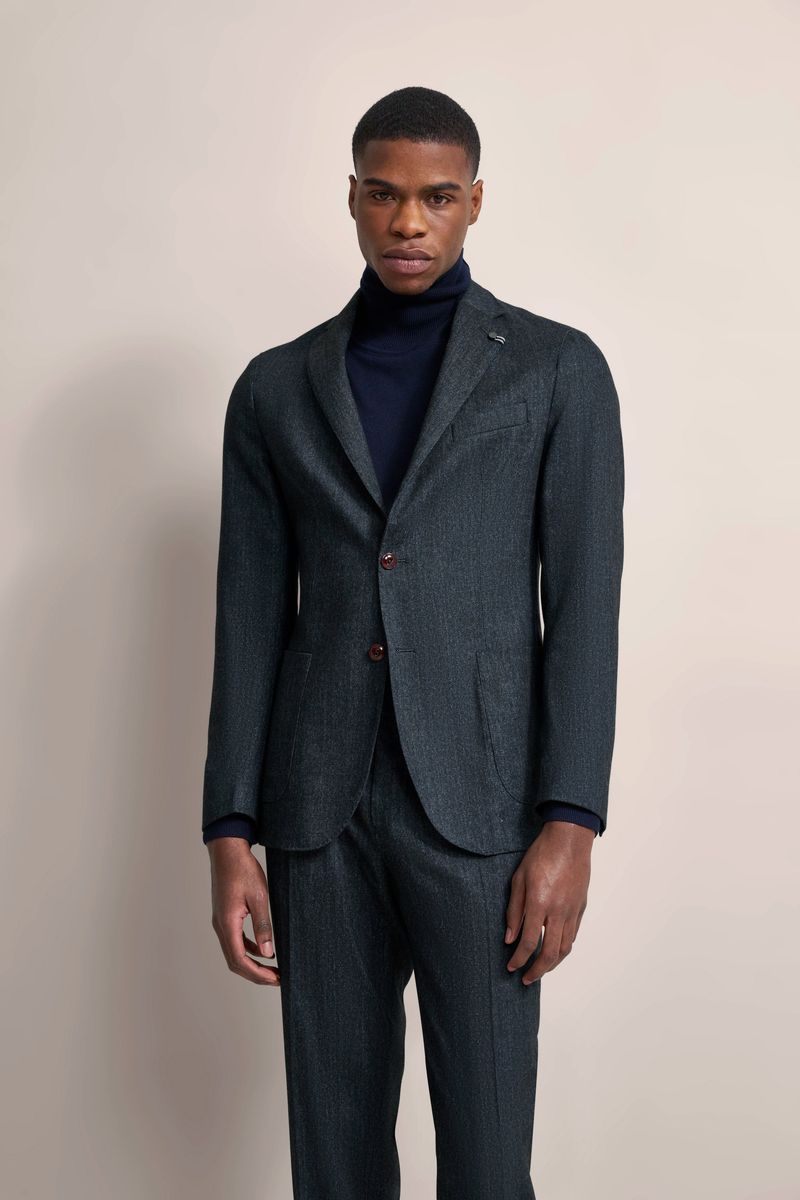 Schmal geschnittener Blazer im Woll-Look mit aufgesetzten Taschen