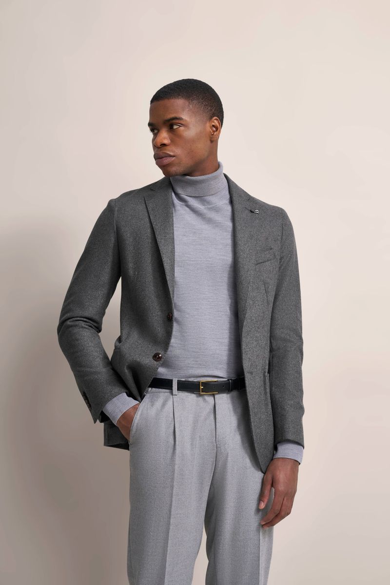 Modernes Dunkelgraues Wollmischungs-Sakko