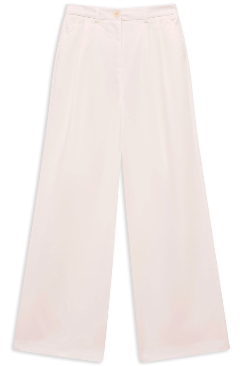 Ecru Modern Fit Bundfalten Chino Hose