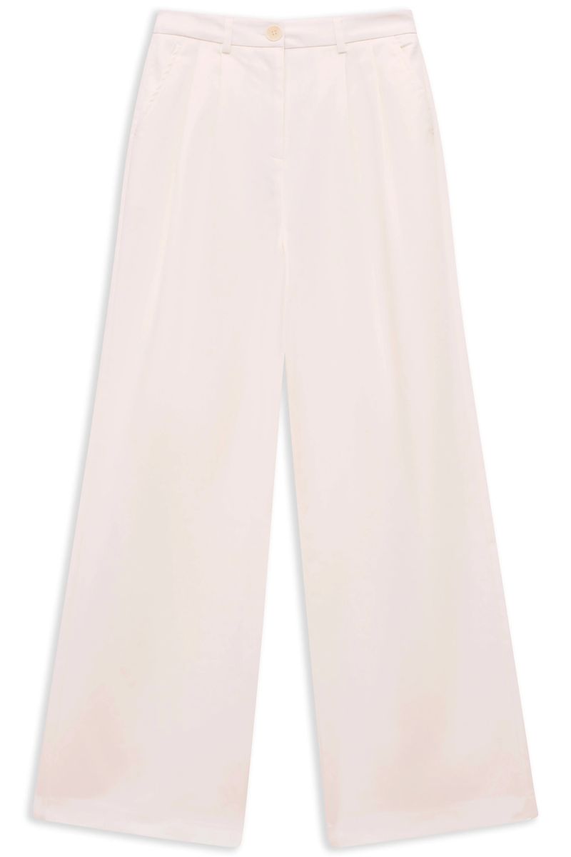Ecru Modern Fit Bundfalten Chino Hose