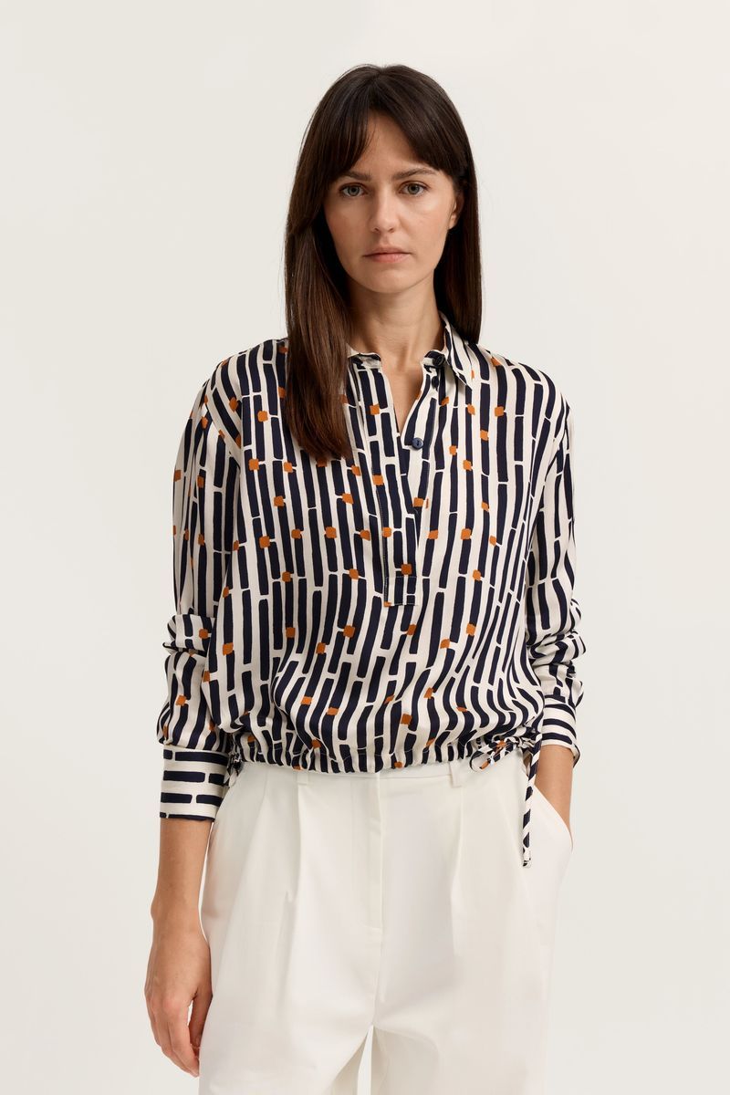 Gestreifte Print-Bluse mit Bindedetail