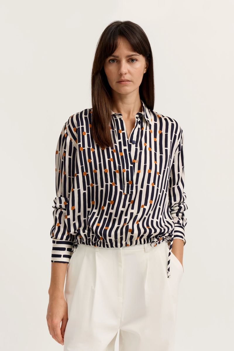 Gestreifte Print-Bluse mit Bindedetail