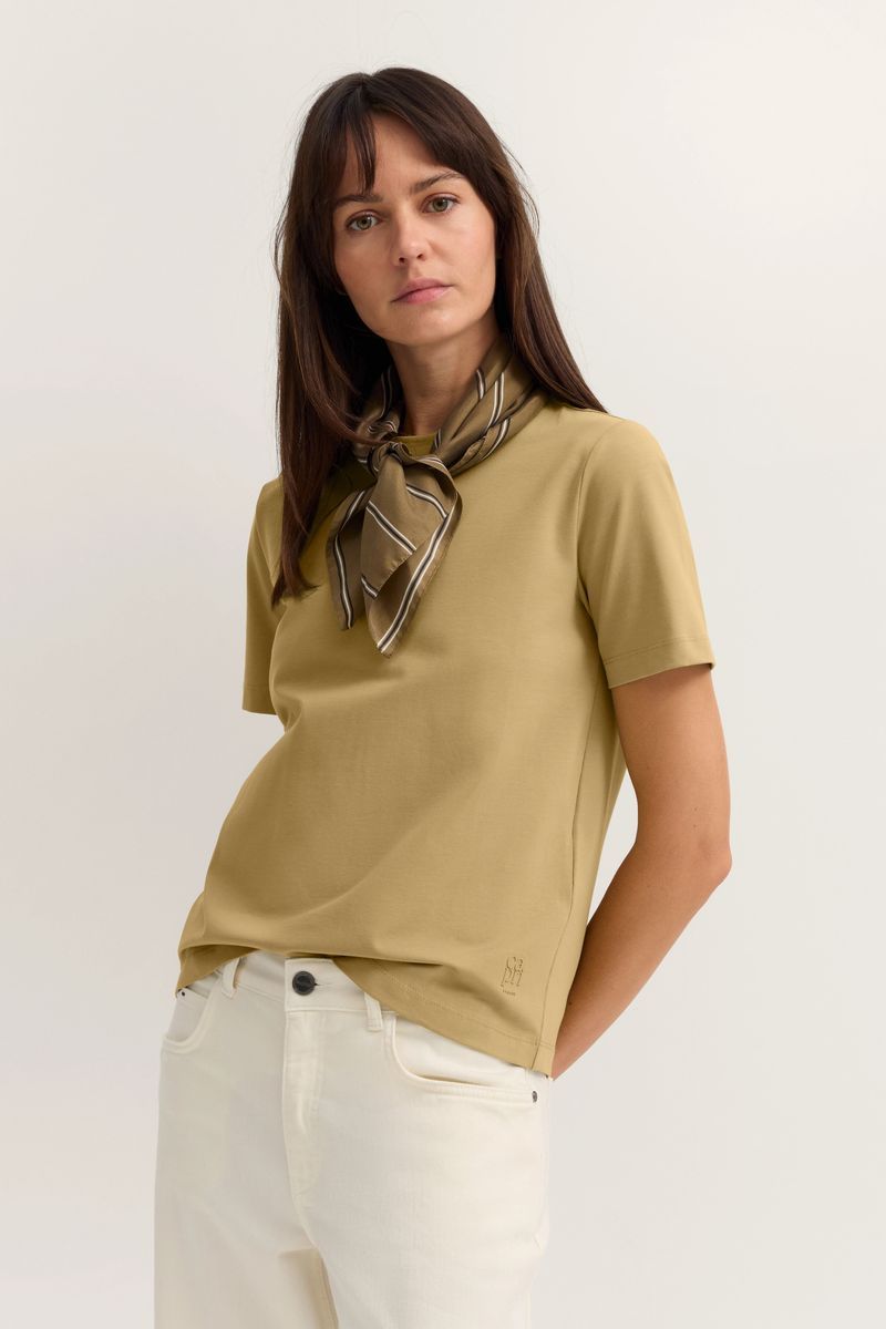 Modernes Baumwollmisch-T-Shirt mit gerader Passform