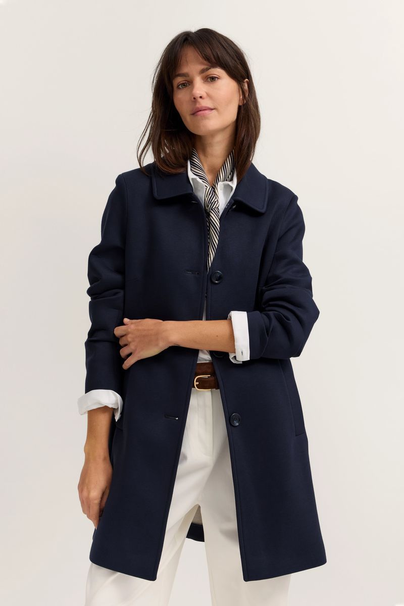 Femininer Marineblauer Kurzmantel mit Kragen