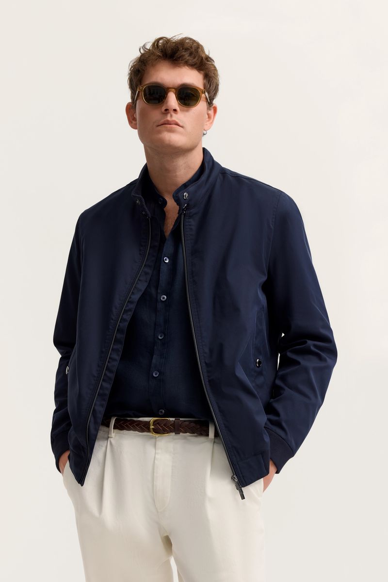 Marineblaue Blousonjacke aus Baumwollmischung