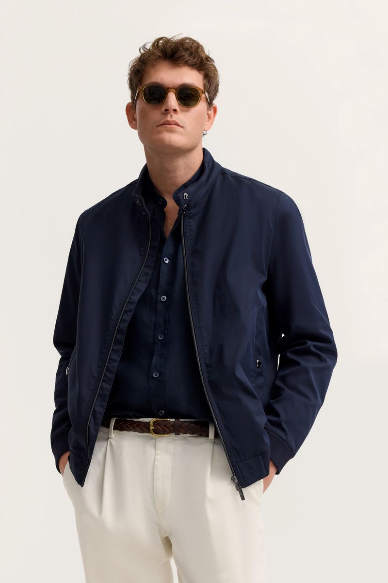 Marineblaue Blousonjacke aus Baumwollmischung