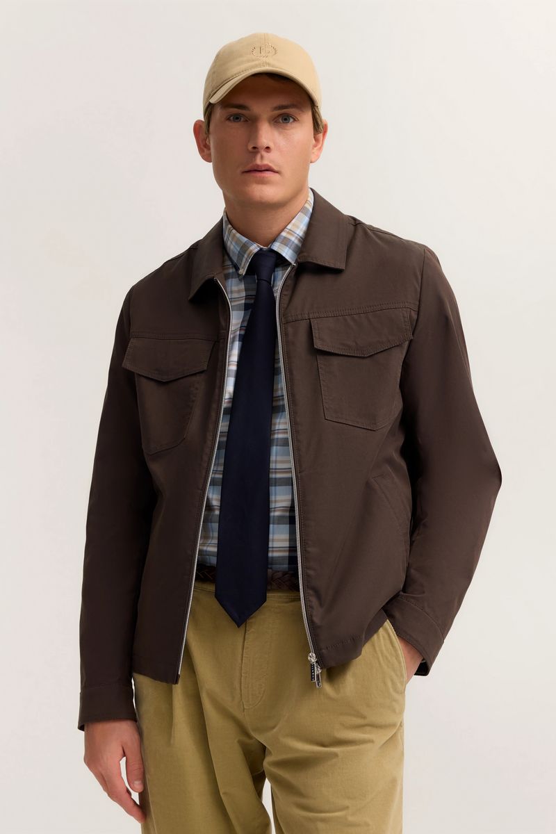 Braune Harrington Jacke aus Baumwollmischung