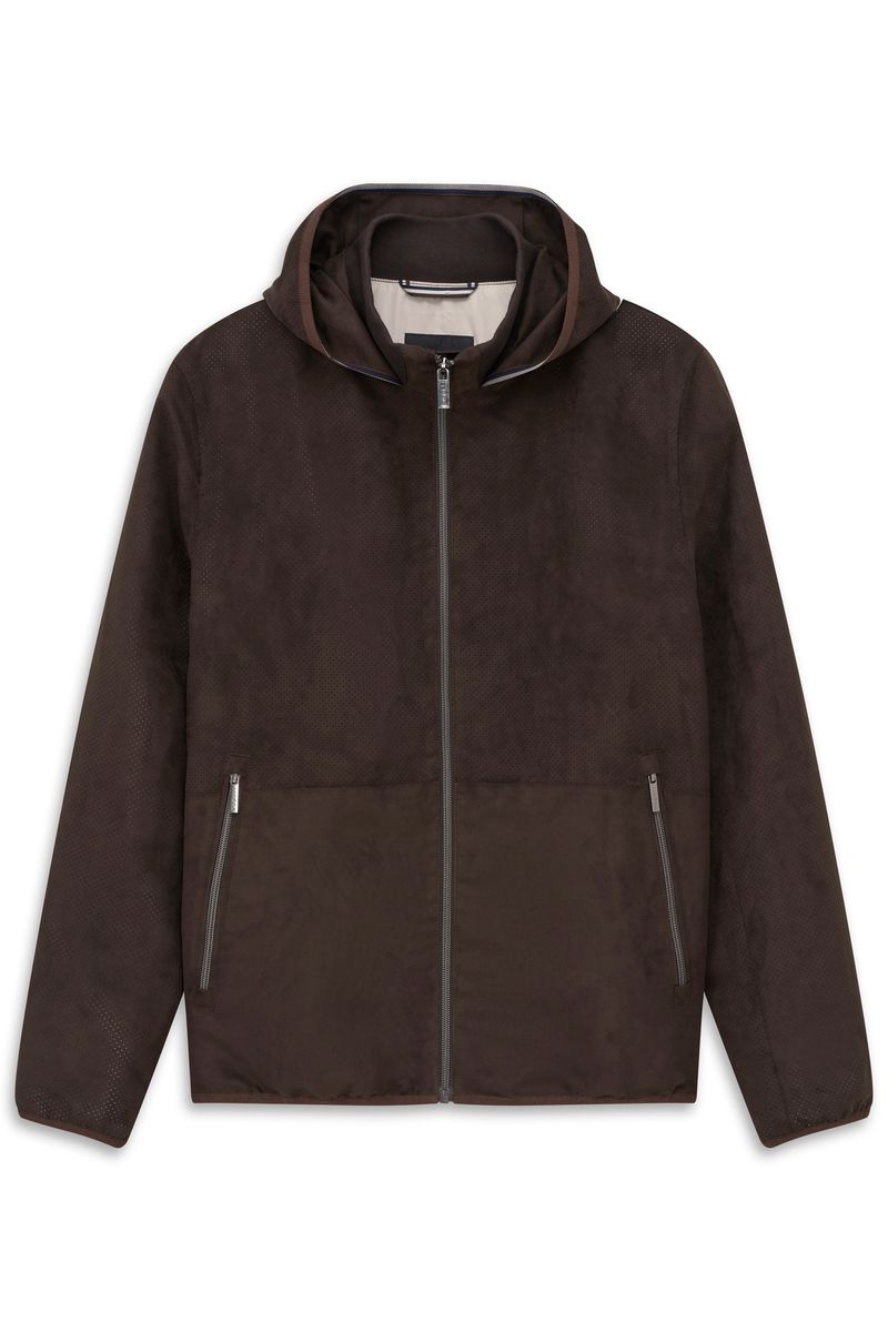 Premium Blousonjacke aus Wildleder mit Kapuze