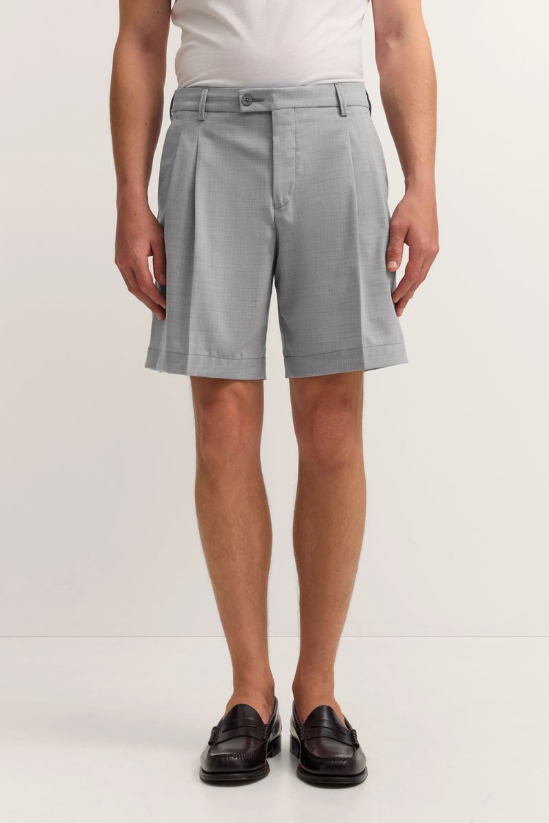 Bermuda-Shorts aus Wollmischgewebe mit Bundfalten
