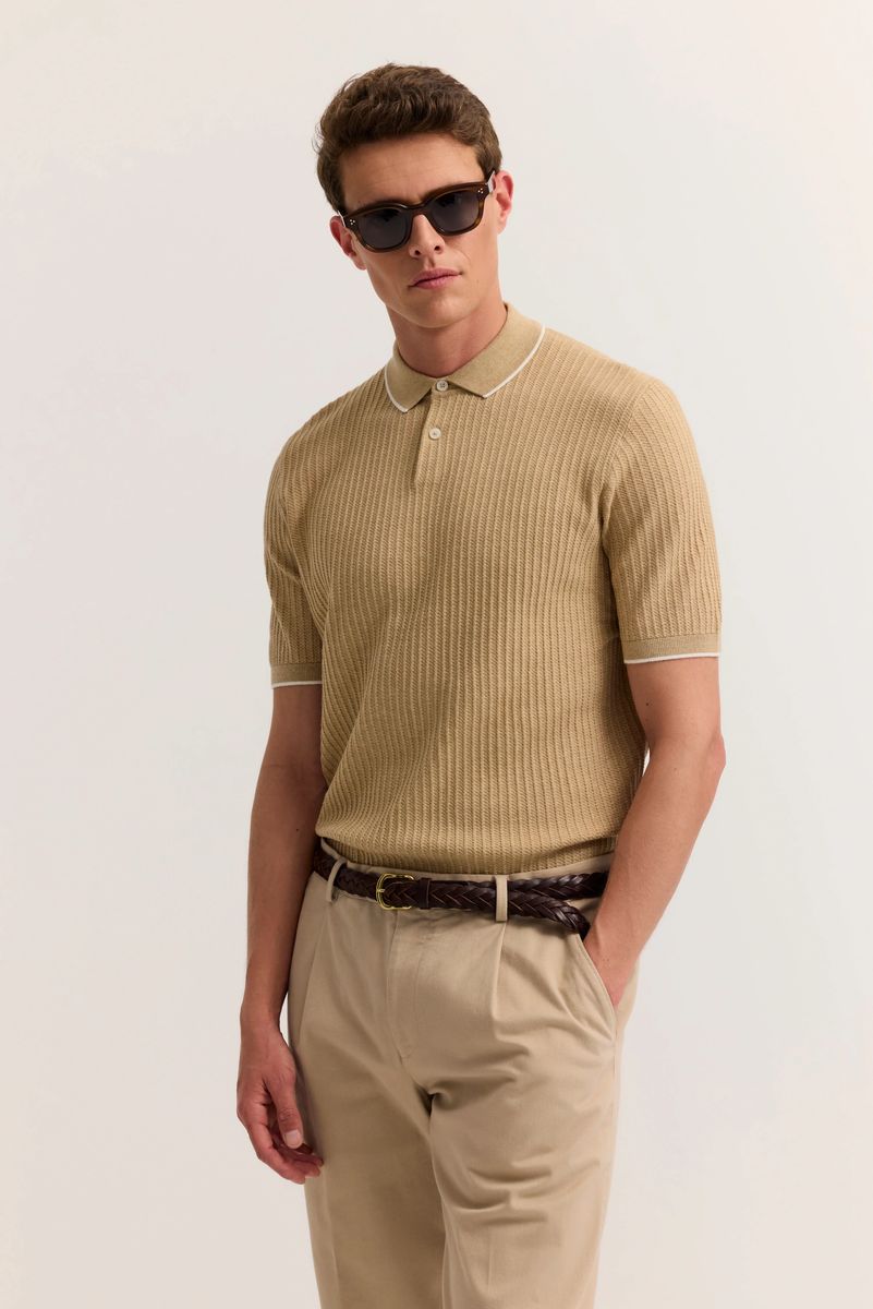 Polo-Strickshirt mit Struktur und Abschluss