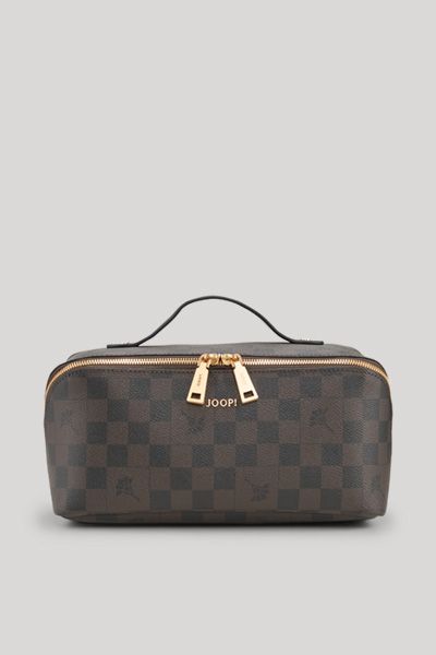 JOOP! Cortina Zea Dunkelbraun/Schwarz Karierte Kosmetiktasche Beauty Case