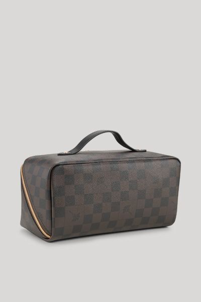 JOOP! Cortina Zea Dunkelbraun/Schwarz Karierte Kosmetiktasche Beauty Case