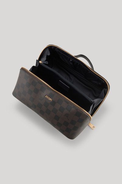 JOOP! Cortina Zea Dunkelbraun/Schwarz Karierte Kosmetiktasche Beauty Case