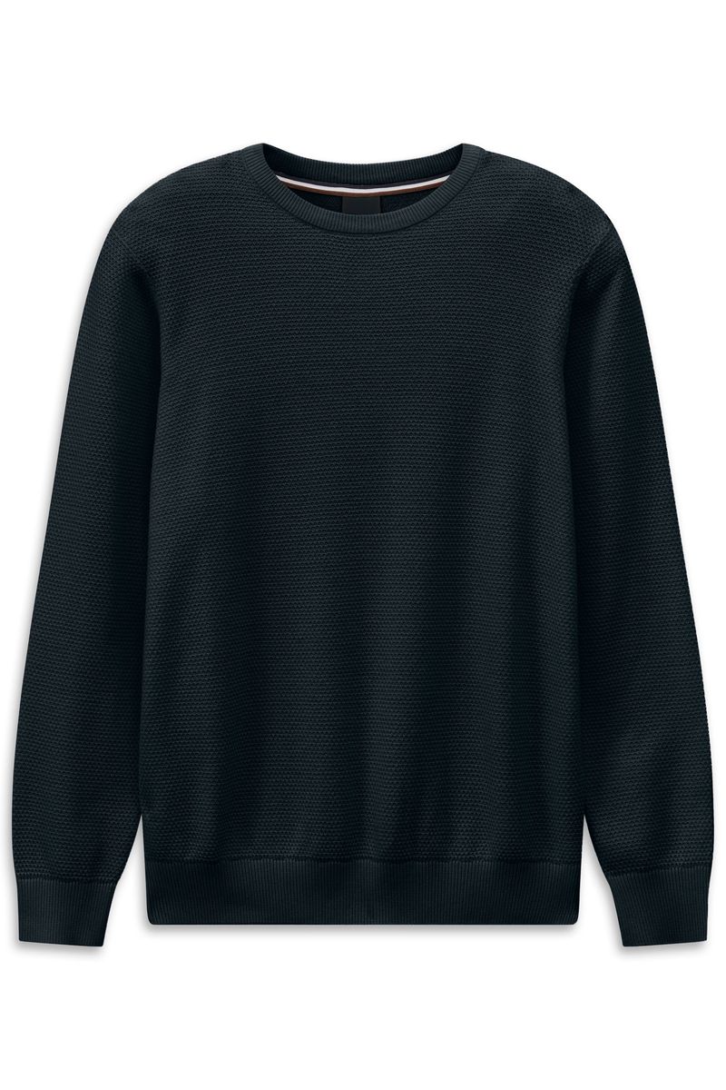 Baumwoll-Rundhalspullover mit Strukturmuster