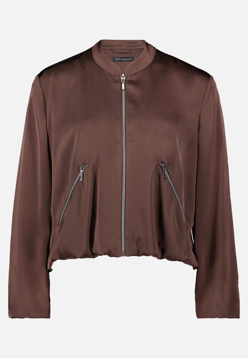 Satin Blouson Jacke mit Reißverschlusstaschen