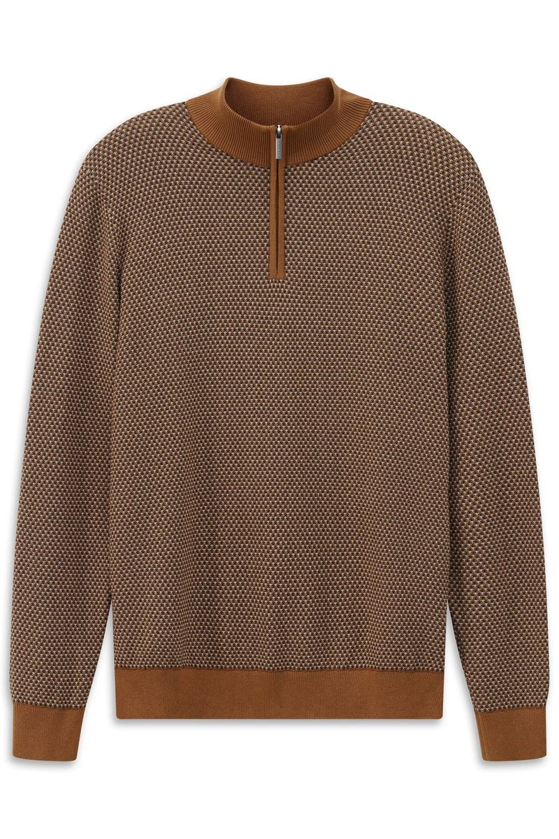 Strukturierter Troyer mit Stehkragen und Reißverschluss