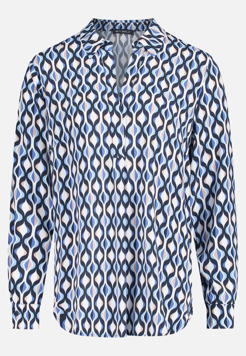 Gemusterte Langarmbluse mit Kragen