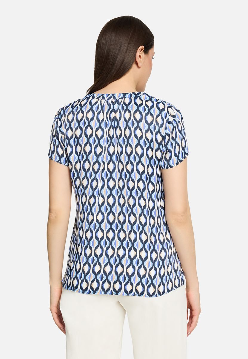 Bedruckte Satinbluse mit Stehkragen