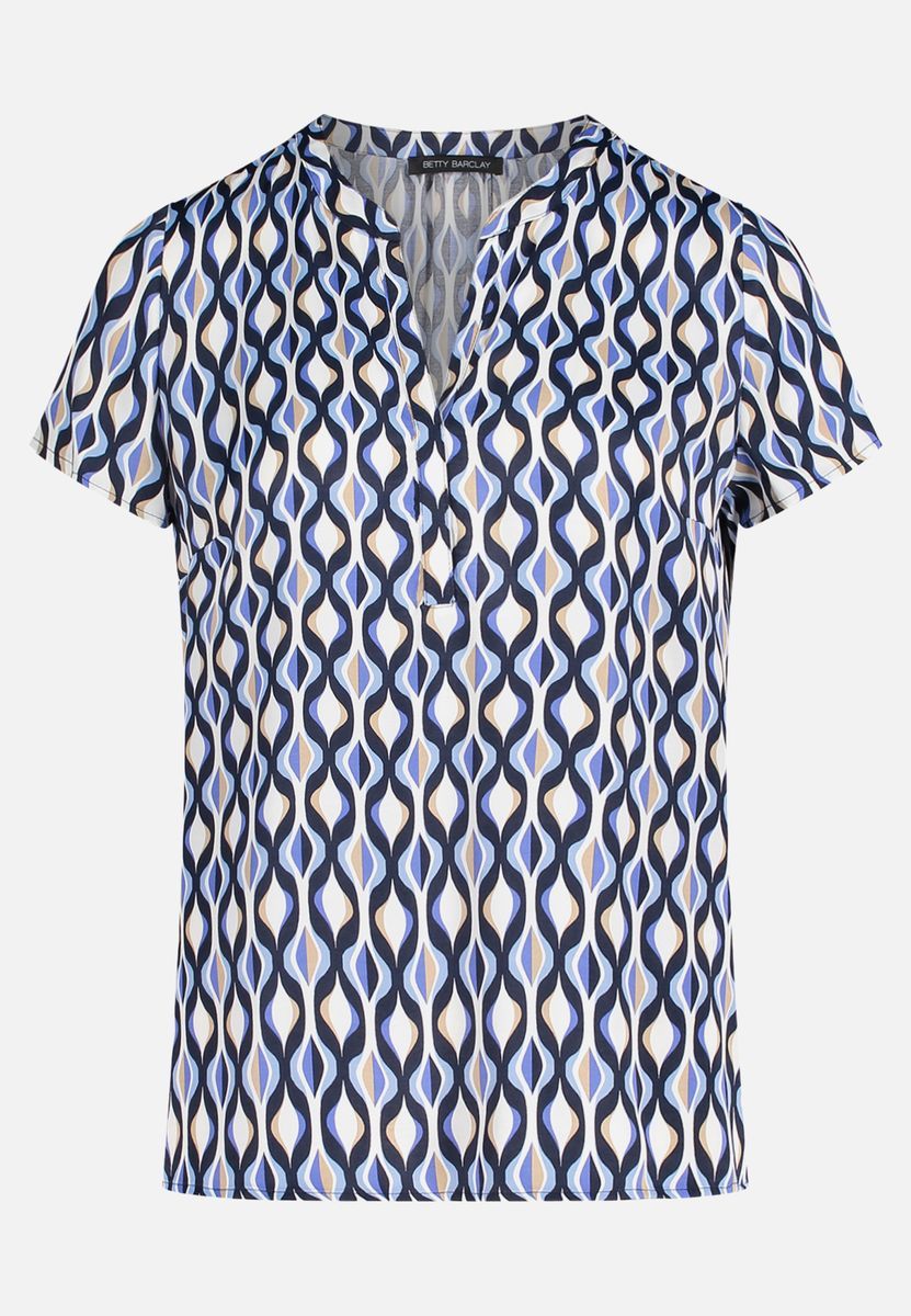 Bedruckte Satinbluse mit Stehkragen