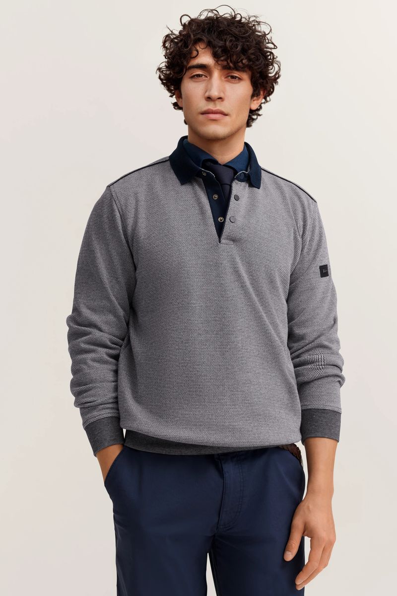 Langarmpolo mit Two-Tone Struktur