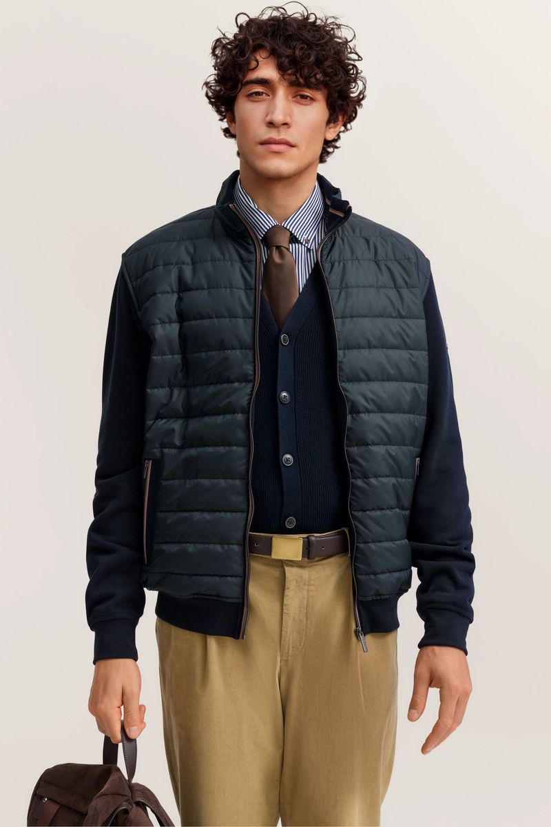 Stehkragen Jacke mit Steppmuster und Reißverschluss