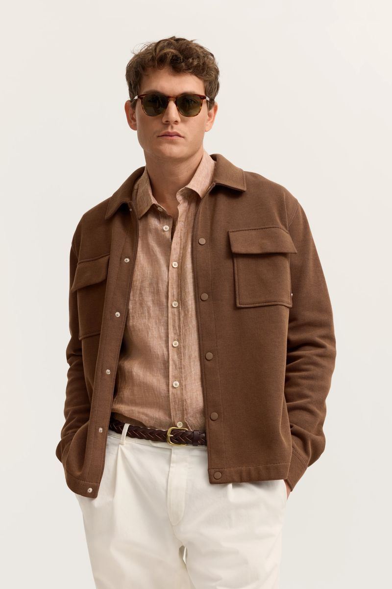 Modern Fit Sweatjacke mit Knopfleiste