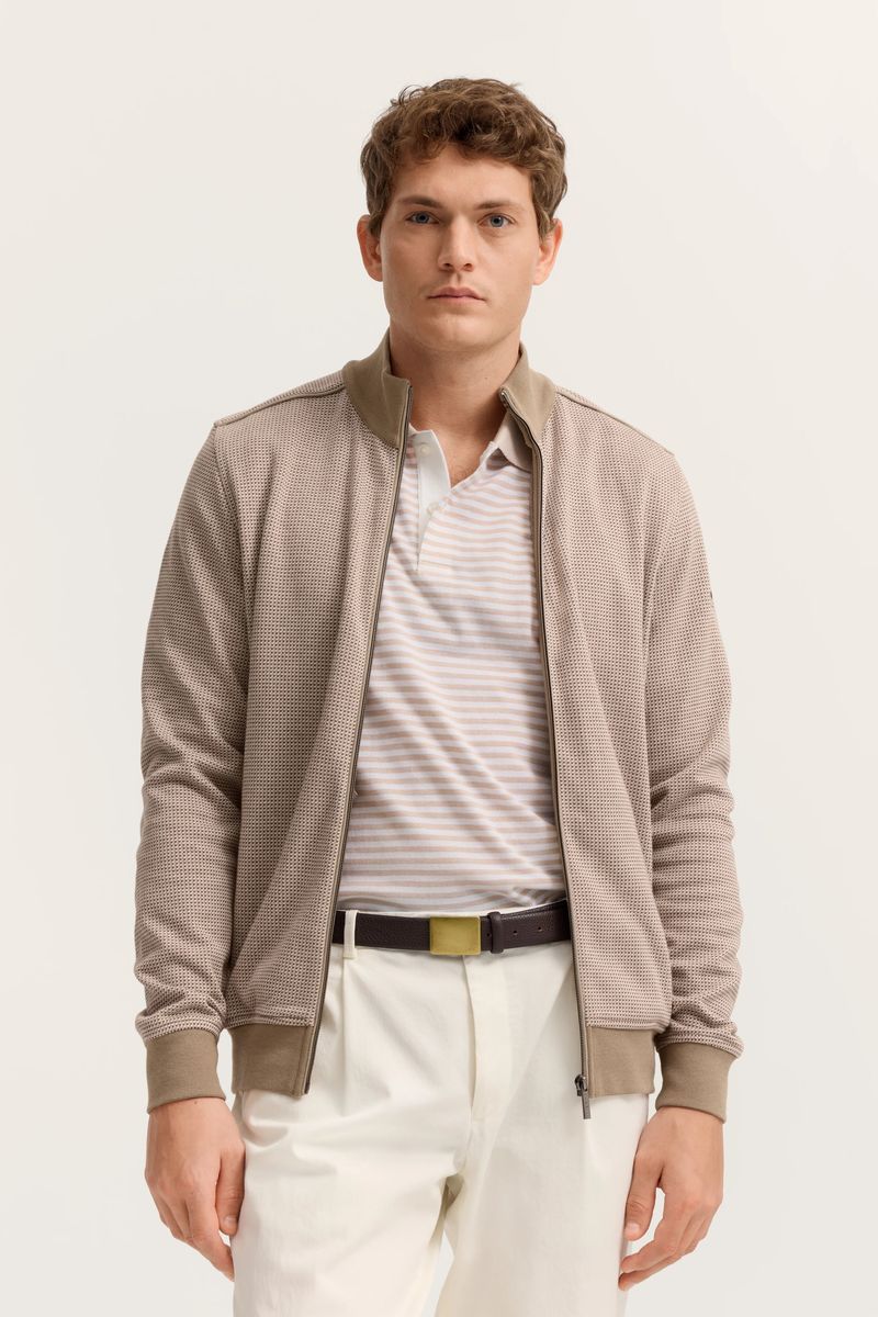 Strukturierte Sweatjacke mit Reißverschluss und Modern Fit