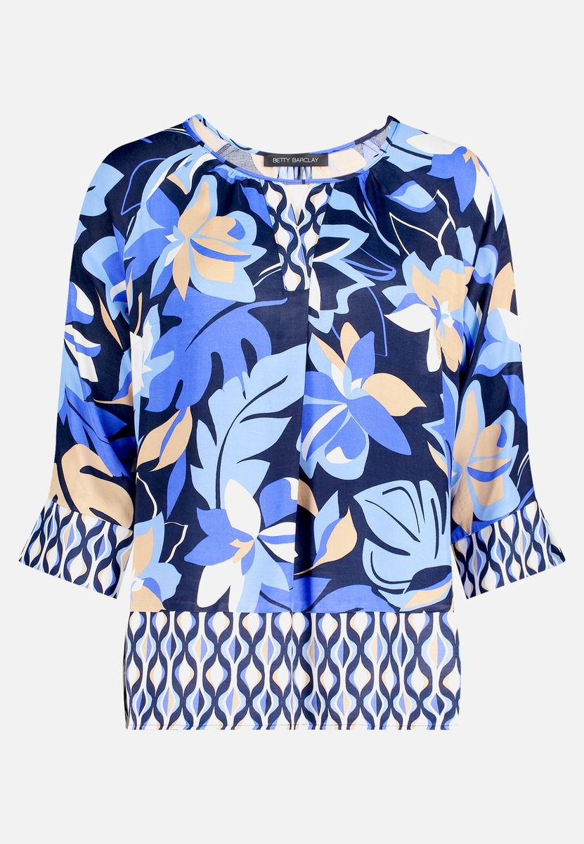 Schlupfbluse mit Blumen- und Grafikprint