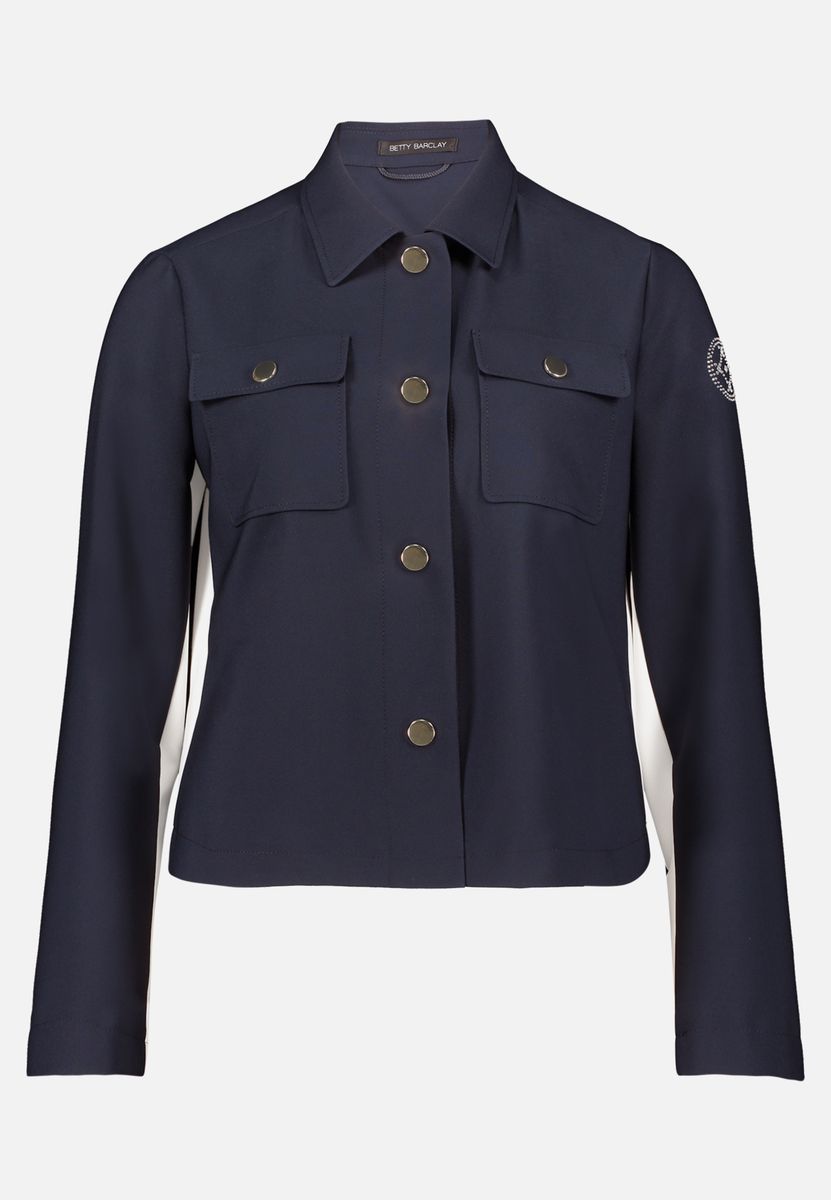 Marineblaue Overshirt-Jacke mit Knopfleiste