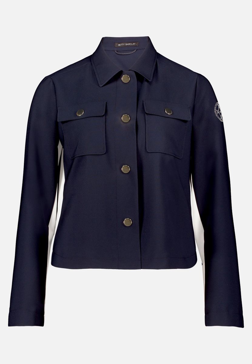 Marineblaue Overshirt-Jacke mit Knopfleiste