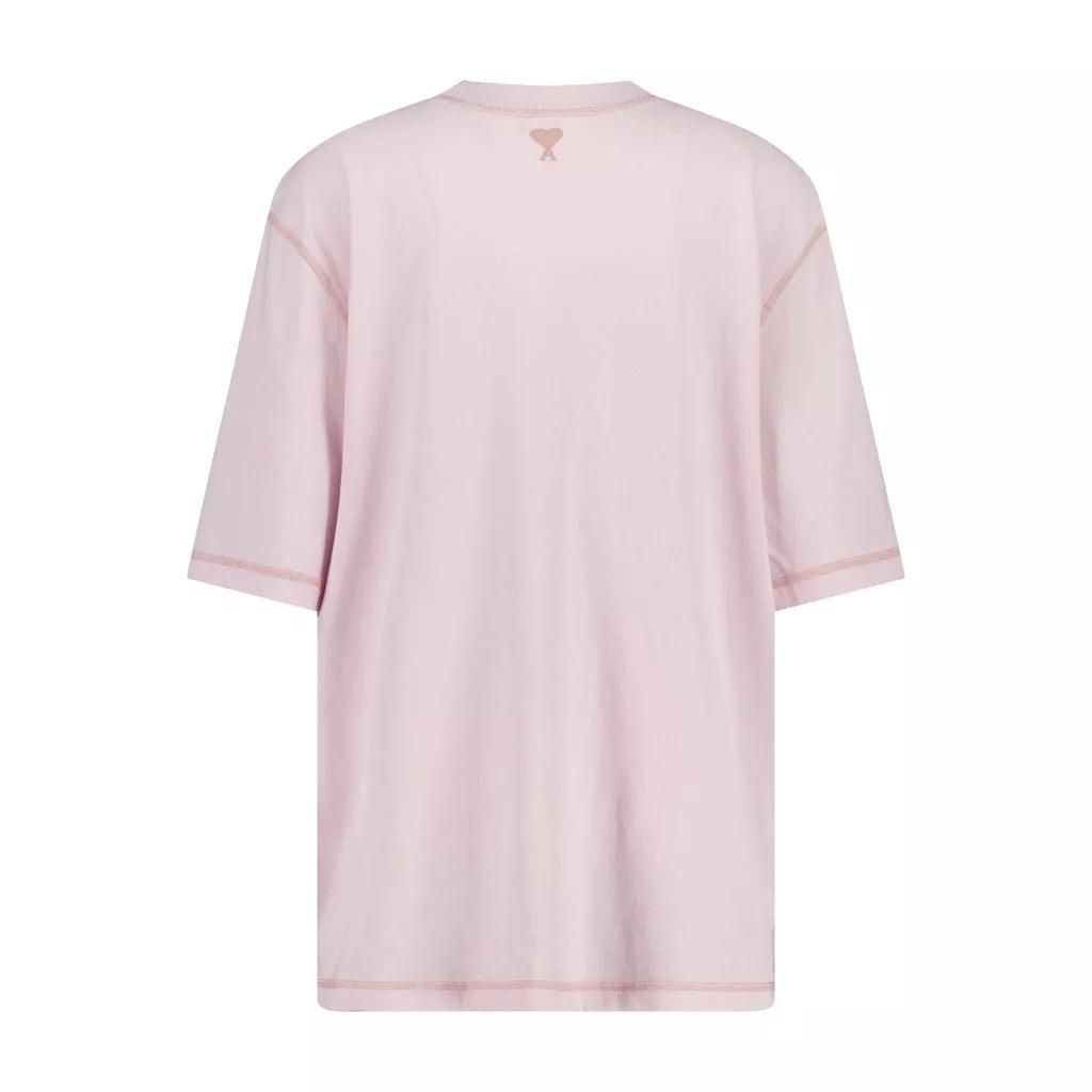 AMI Paris - T-Shirt mit Logo-Stickerei - Größe S - rosa